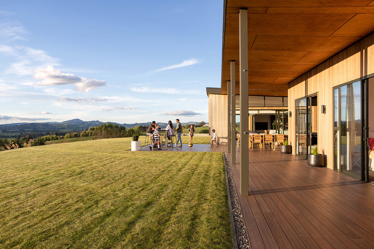 Cedar-clad home with outdoor living